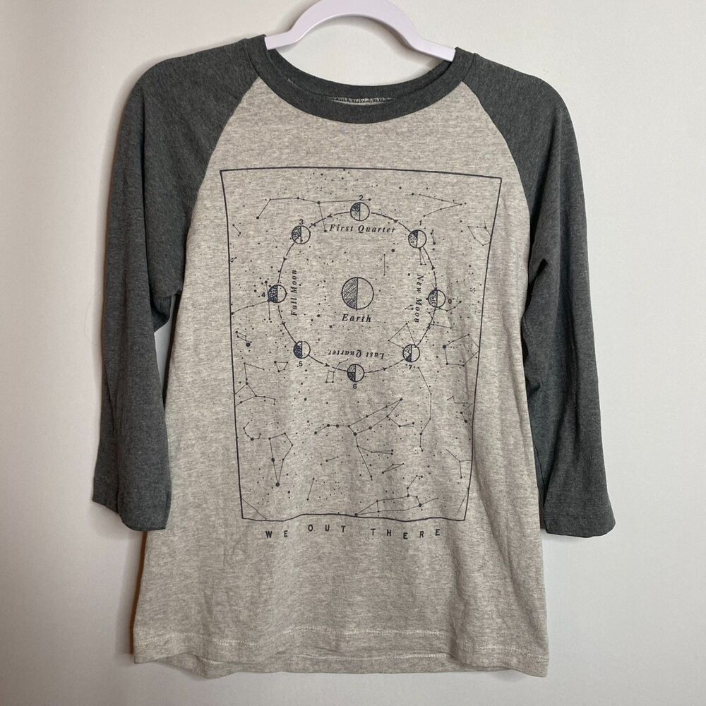 Life Clothing Company Baseball 3/4 Sleeve T-Shirt Moon Phase Graphic Size S